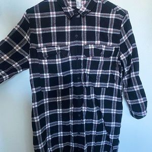 block plaid pocket shirt/dress